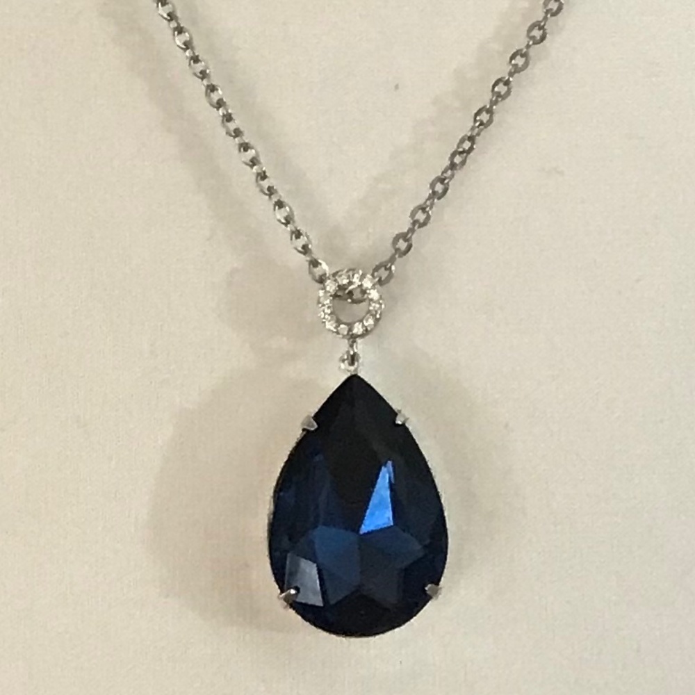 Peaky Blinders Grace Shelby Teardrop Sapphire Necklace, Handmade Replica - Picture 7 of 15